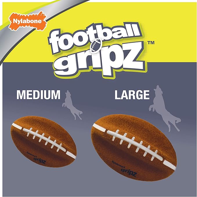 Nylabone Power Play Felt Football Gripz Fetch Toy, Squeaky Ball Chew Toy for Dogs, Medium (1 Count) (Pack of 4)