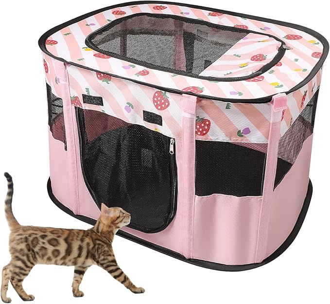 Foldable Pet Playpen, Portable Dog Cat Kennel Cage, Indoor/Outdoor Pop up Pet Tent Fence, Rectangle Delivery Room Pets Tent for Puppy Dog Kitten Cat