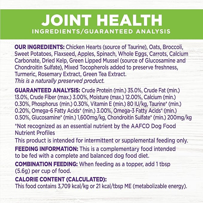 Wellness Bowl Boosters, Dog Food Topper for Small, Medium, & Large Breeds, Grain Free, Natural, Freeze Dried, Joint Health Chicken, 4 Ounce Bag (Pack of 2)