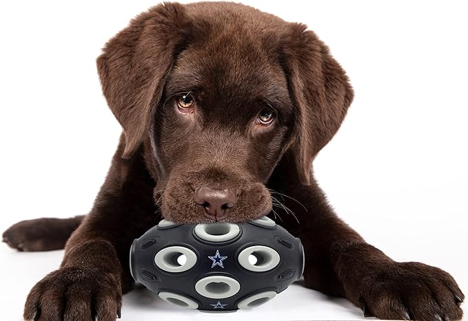 Pets First NFL Dallas Cowboys Football Toy - Treat Dispensing, Interactive Fun, Natural Rubber for Dogs & Cats