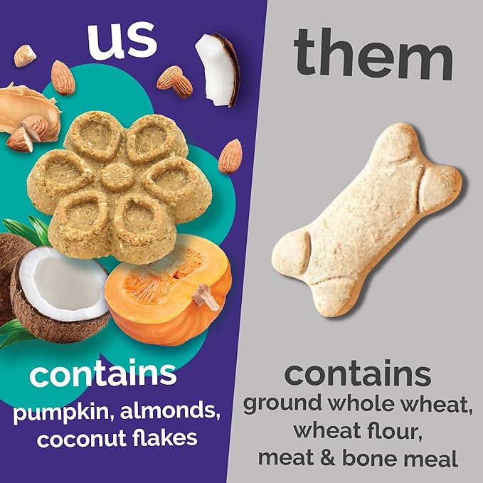 Fruitables Biggies Dog Biscuits, Pumpkin Treats for Dogs, Healthy Doggie Biscuits, Crunchy Treats, No Wheat, Corn or Soy, Made in The USA, Almond Butter and Coconut Flavor, 16oz
