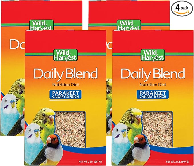 Wild Harvest Daily Blend for Parakeet, Canary, Finch & Small Birds, 2 Pounds (Pack of 4)