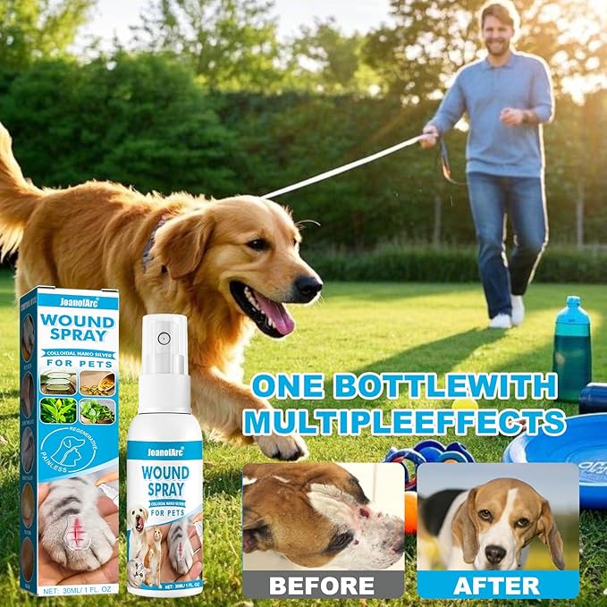 JoanofArc Wound Spray for Pets, Dog Wound Care Hydro, Helps with Itch, Bites, Gentle Non-irritating, Wound Care for Dogs Cats, 30ml