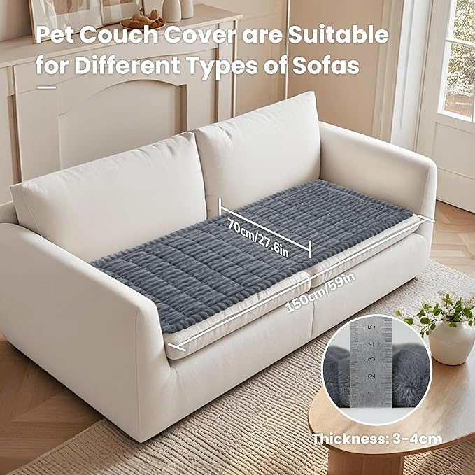 PIGLOG Couch Cover for Dogs Washable, Non-Slip Pet Couch Covers for Sofa, Durable Dog Couch Cover Protector, Fuzzy Sofa Slipcovers for Dog, Pet Friendly