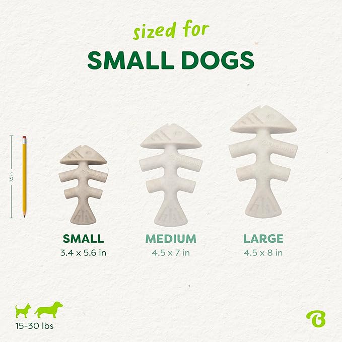 Benebone Green: Plant-Based Real Salmon Fishbone Dog Chew Toy for Small Dogs, Dog Bones for Moderate Chewers, Made in USA