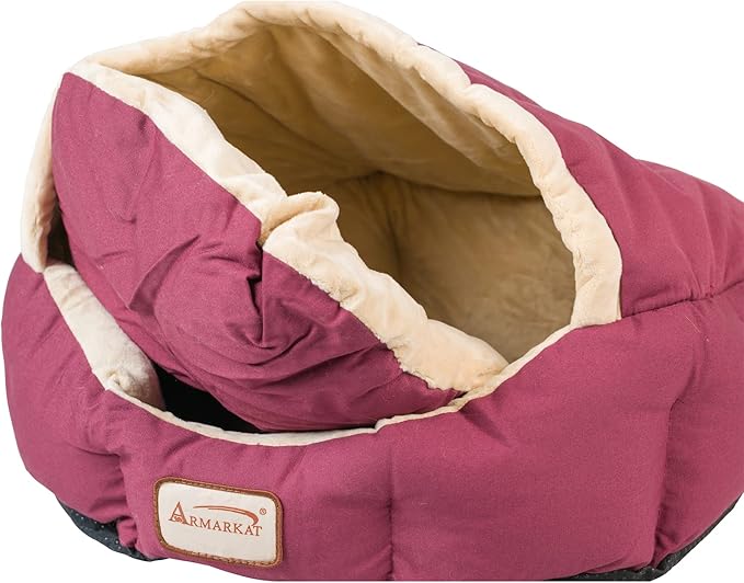 Armarkat Cat Bed 18-Inch Long C08HJH/MH, Burgundy and Beige