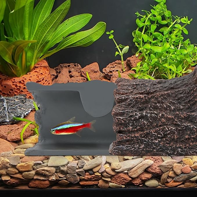 Upgraded Magnetic Detachable Aquarium Hideaway Hollow Tree Cave to Check Your Aquatic Pets to Breed, Play and Rest Safe and Non-Toxic Resin Fish Tank Viewing Hideout Ornaments