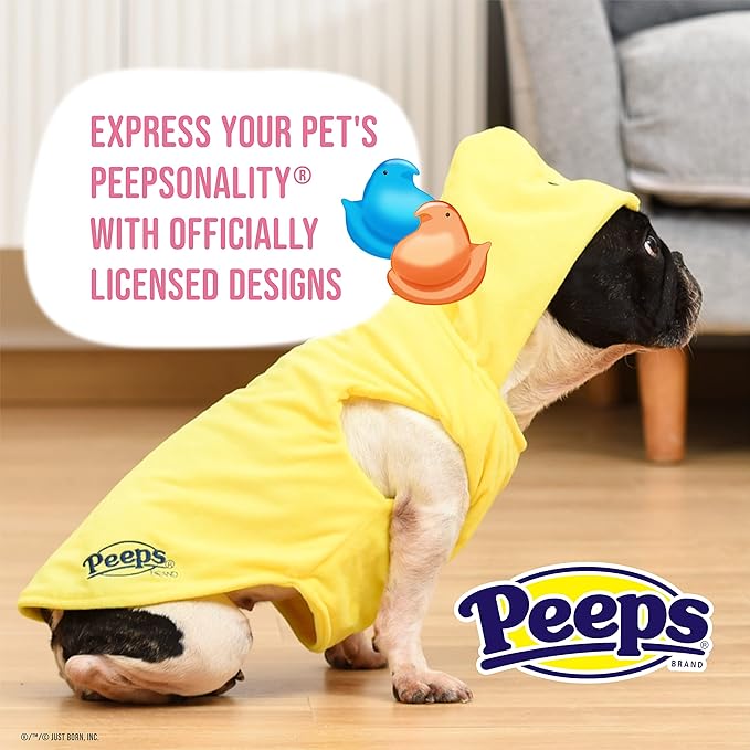 Peeps for Pets Officially Licensed Chick Dog Costume - Easter and Spring Dog Hoodie Costume, Soft 65% Cotton Blend Pull-Over Style, Size Small