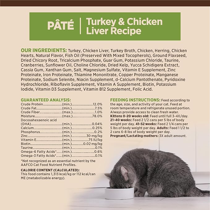 Wellness CORE Pate Kitten Canned Wet Cat Food, Natural, Protein Rich, Grain Free, Turkey and Chicken Liver Recipe, 3 oz, Pack of 12 Cans