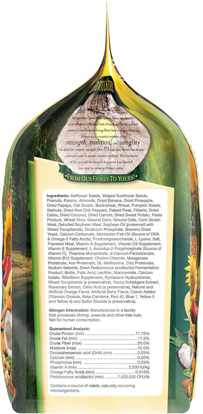 F.M. Brown's Tropical Carnival Gourmet Large Hookbill Food for Parrots, Cockatoos and Macaws Over 13", Vitamin-Nutrient Fortified Daily Diet, 5lb