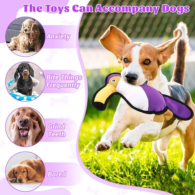 Squeaky Dog Toys,90% Biting Force Teeth Chew Dogs Toy Recycled Materials Durable Squeaky Pet Interactive Toys with Interactive Crinkle Paper for Small, Medium,Large Dogs or Cats Daily Companionship