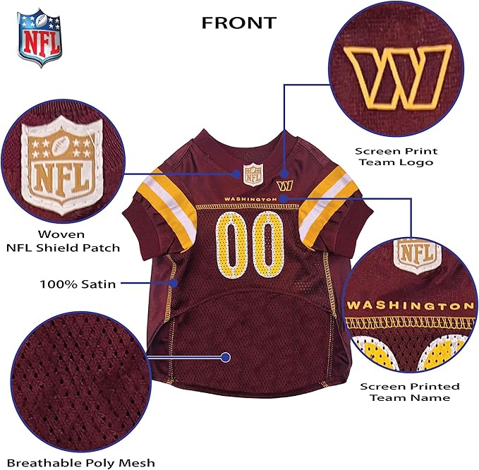 Washington Commanders Pet Striped Jersey
