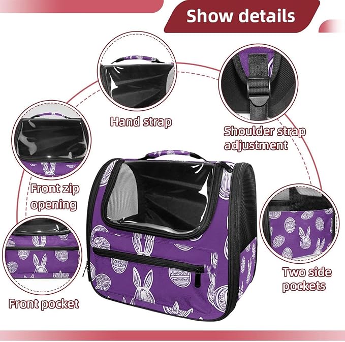 Rabbits Easter Eggs (2) Pet Travel Carrier Soft Sided Portable Bag for Cats, Small Dogs, Kittens or Puppies