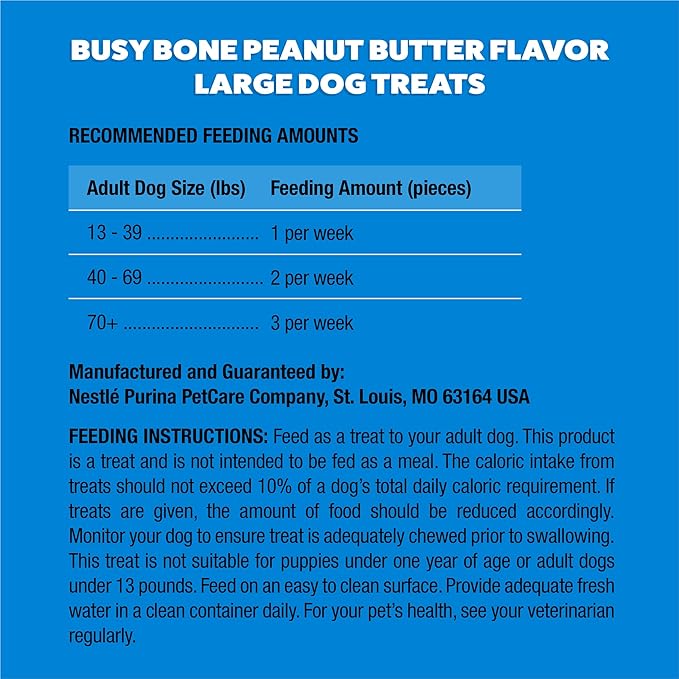 Purina Busy Bone Adult Dog Chew Bone Treats, Peanut Butter - 6 ct. Pouch