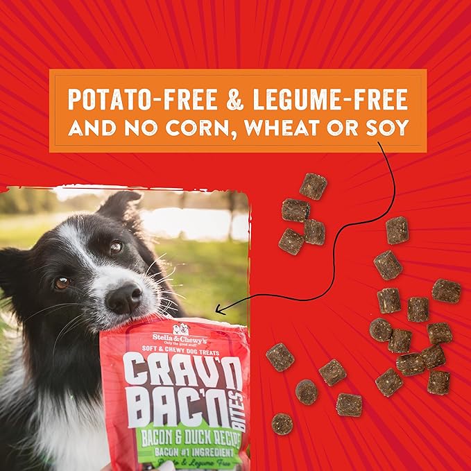 Stella & Chewy's Training Dog Treats - Crav'n Bac'n Soft Bacon & Beef Bites - Premium USA Made - Low Calorie Rewards - 8.25oz
