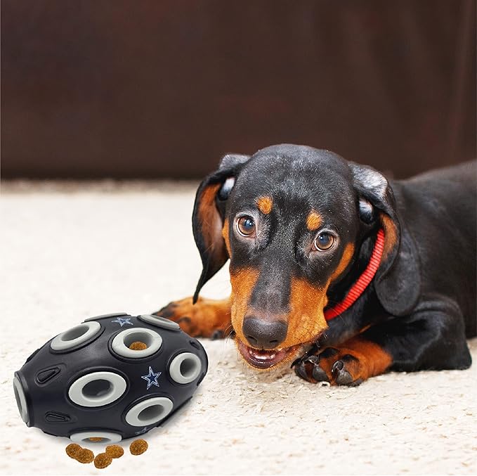 Pets First NFL Dallas Cowboys Football Toy - Treat Dispensing, Interactive Fun, Natural Rubber for Dogs & Cats
