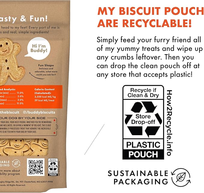 Buddy Biscuits Crunchy Dog Treats, Peanut Butter, 2lbs. Bag