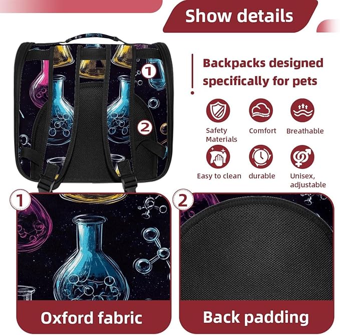Chemistry Science Seamless Pattern Cat Carriers Dog Carrier Pet Carrier with Locking Safety Zippers for Cats, Kitties, Puppies and Small Dogs