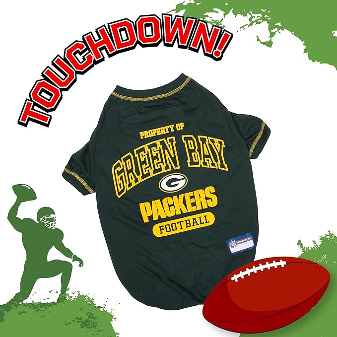 NFL Green Bay Packers Dog T-Shirt for Pets, Size Large. Officially Licensed Pet Shirt with Team Logo, Soft Stretchable Comfort Fit Apparel for Dogs & Cats