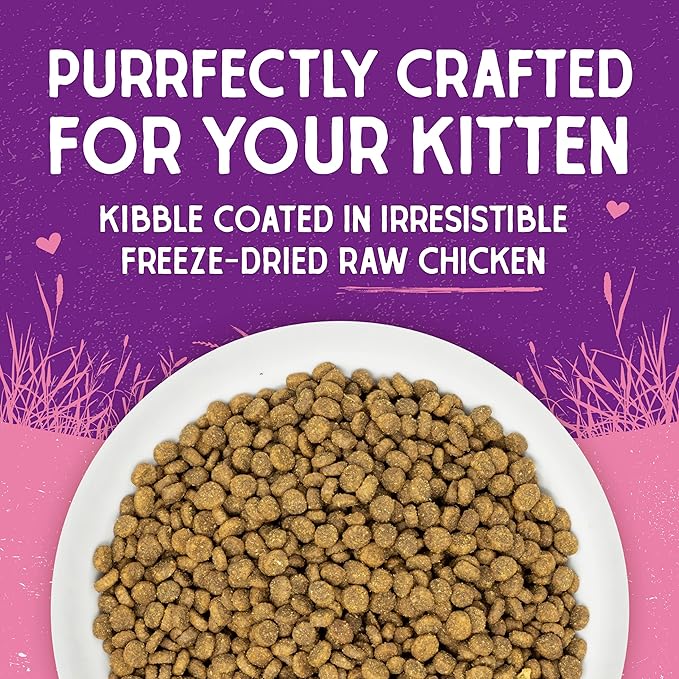 Stella & Chewy's Raw Coated Premium Kibble Cat & Kitten Food – Grain Free, Protein Rich Meals – Cage-Free Chicken for Kittens Recipe – 5 lb. Bag (Pack of 2)