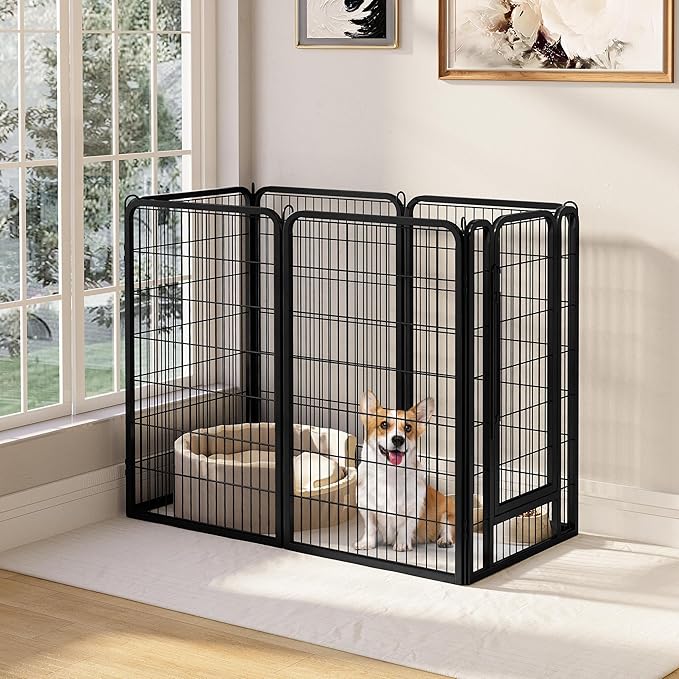Topeakmart Dog Playpen Outdoor Puppy Exercise Pen Indoor Portable Pet Fence for Yard/RV Camping, 47 Inch 6 Panels