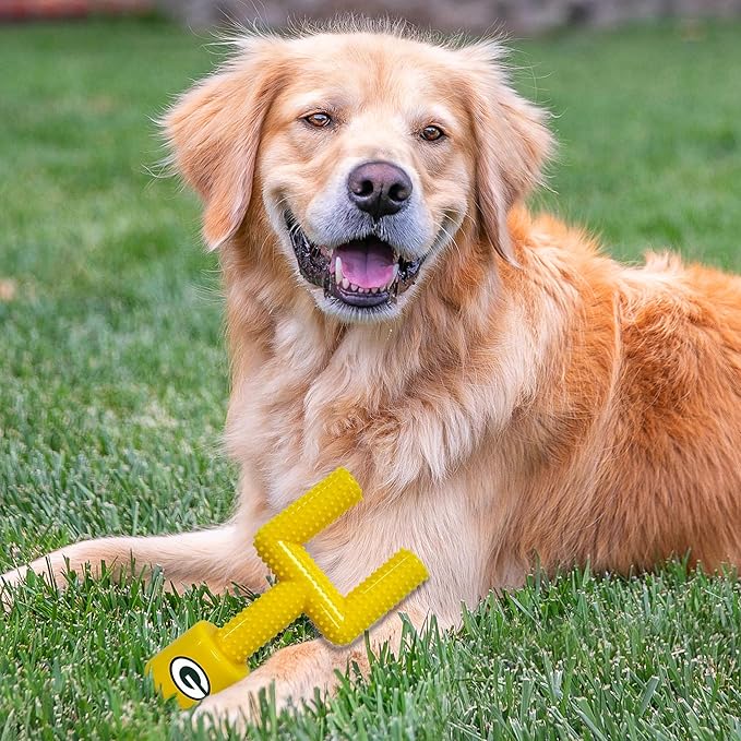 NFL Green Bay Packers Mega-Chew Hard Nylon Bacon-Flavored Dog Bone Football Goal Post Chew Toy. Interactive Tasty Fun Chew Toy. Indestructible Strong & Durable Pet Chew Toy. Extra Tough Toy
