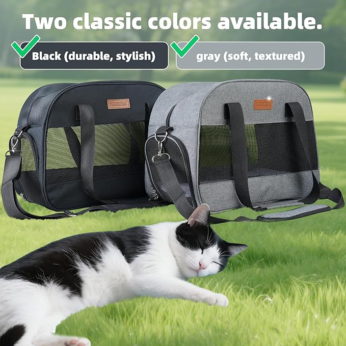 Cat Carrier for Small Cats Dogs, Soft-Sided Pet Carrier for Cats Puppies Small Pets, Lightweight Comfortable Travel Cat Dog Carrier (Grey)