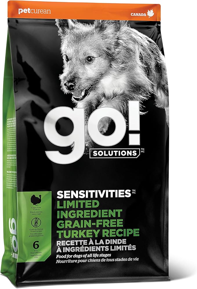 Go! Solutions Sensitivities Limited Ingredient Turkey Grain-Free Dry Dog Food, Chicken-Free Kibble Made by Experts for Sensitive Stomachs & Food Allergies, for Puppies, Adults, & Seniors, 22 lb Bag