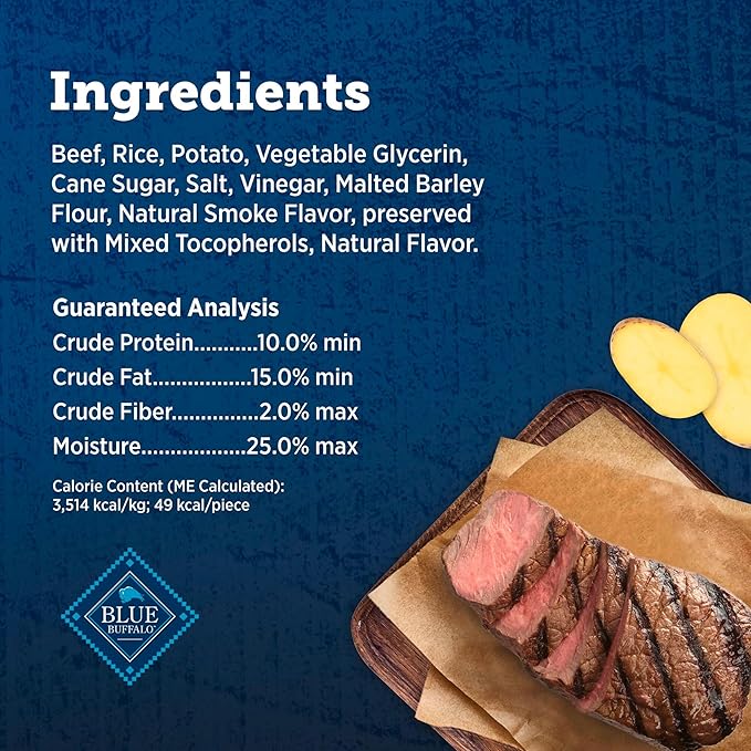 Blue Buffalo True Chews Premium Jerky Cuts Dog Treats, Made in The USA with Natural Ingredients, Beef, 30-oz Bag