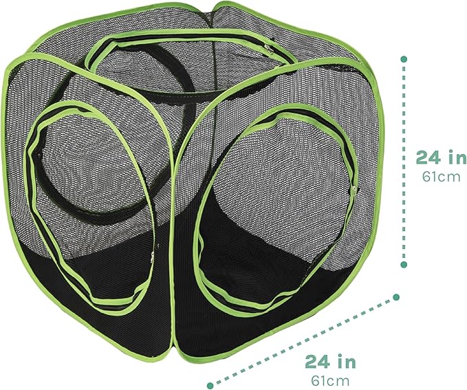 Kitty City Large Outdoor Cat Play Cube, Mesh Pop-Up Cat Enclosure for Indoor & Outdoor Use, Expandable Modular Cat Playpen with Zippered Access - Green