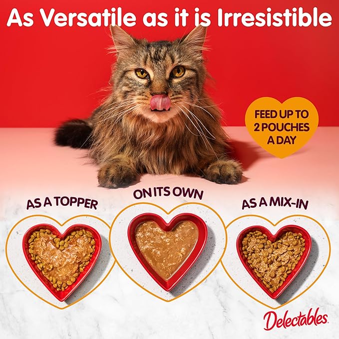 Delectables Lickable Treat Gravy Seafood Variety Wet Cat Treat & Food Topper, Food Topper, Hydrating, Grain-Free, No Fillers, No by-Products, No Added Preservatives, 1.4-oz Pouch, 12 Count