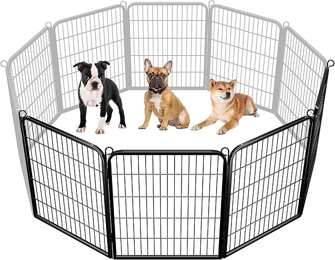 Topeakmart Dog Playpen Outdoor Puppy Exercise Pen Indoor Portable Pet Fence for Yard/RV Camping, 32 Inch 4 Panels