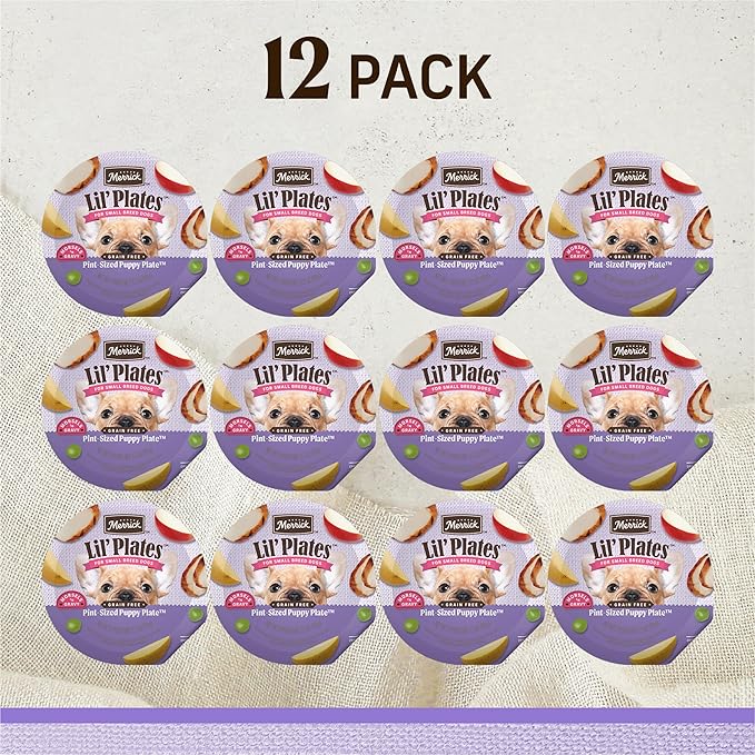 Merrick Lil Plates Wet Dog Food for Small Breed Puppies, Pint-Sized Puppy Plate in Gravy with Real Deboned Chicken, 3.5 oz Tub