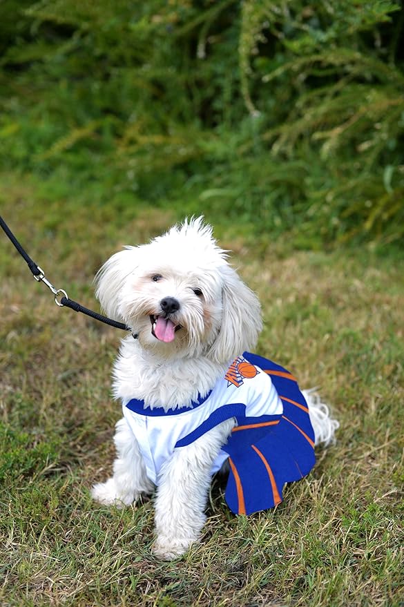 Pets First NBA New York Knicks Dog Cheerleader Dress, Small