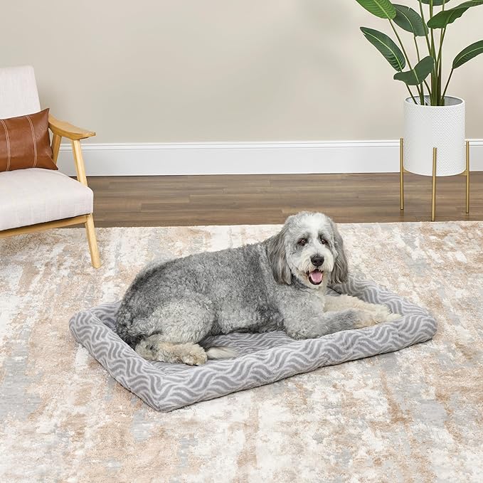 MidWest Homes for Pets QuiteTime Deluxe Wave Bolster Bed for Extra Large Dogs; Easily Machine Wash and Dry; Gray; 48"; 40248-WVGY