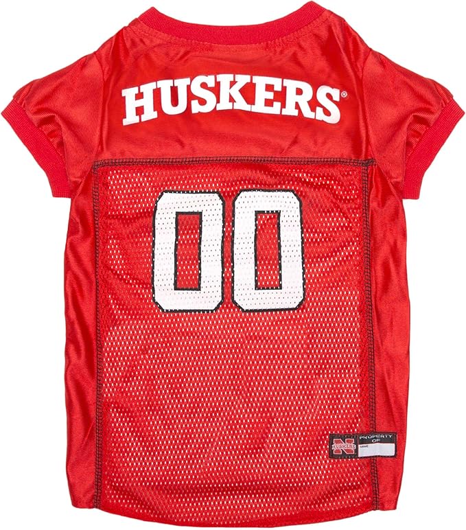Pets First NCAA College Nebraska Cornhuskers Mesh Jersey for DOGS & CATS, X-Large. Licensed Dog Jersey with your Favorite Football/Basketball College Team