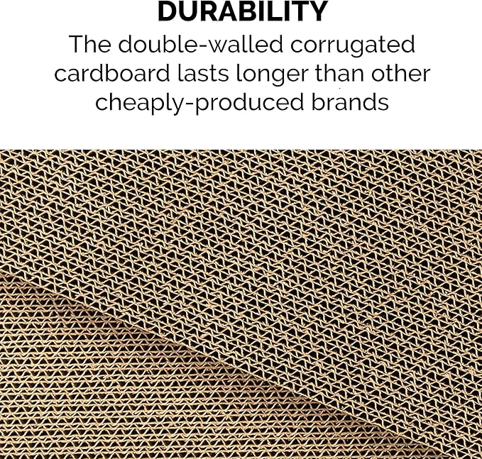 Furhaven Scratching Board w/ Catnip for Indoor Cats, Reversible - Classic Corrugated Cat Scratcher Pad - Green, Standard