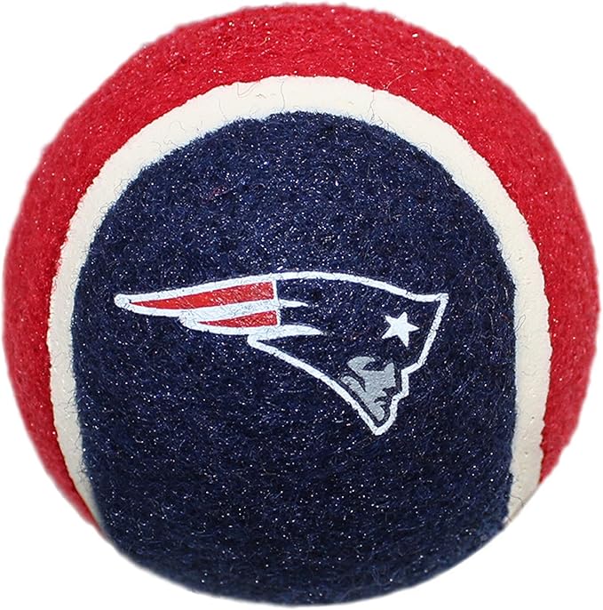 NFL NEW ENGLAND PATRIOTS TENNIS BALLS for DOGS & CATS - 2 piece set with Team Logo in Vibrant Team Color