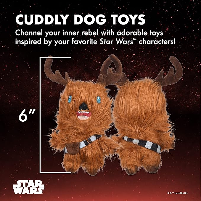 STAR WARS for Pets Dog Toy Chewbacca Reindeer Squeaky Dog Chew Toy | Soft Plush Dog Toy, Squeaky Dog Toy | Holiday Dog Toy Plush Toys, Chewbacca Dog Toy | Small Dog Toy 6 Inch (FF24146)