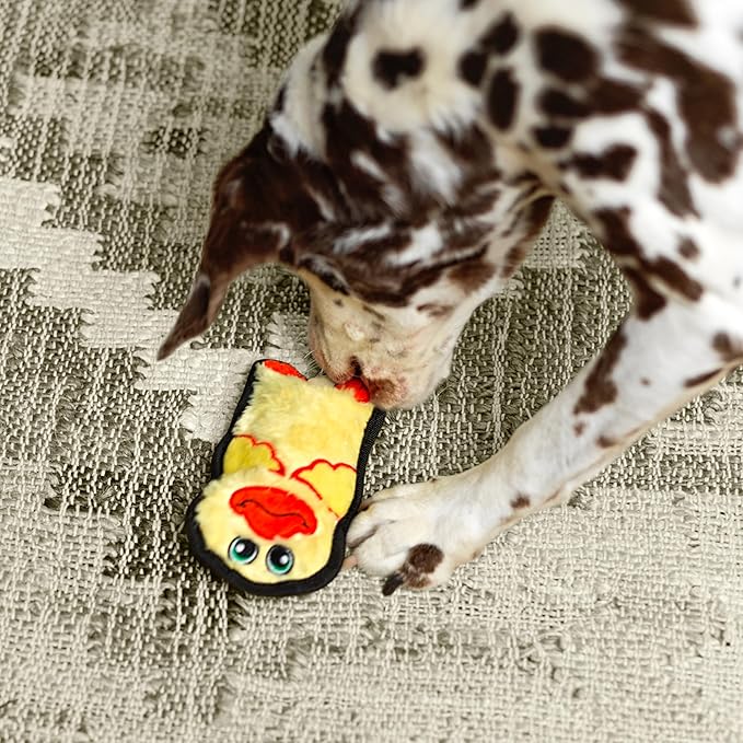 Outward Hound Durablez Minis – Squeaky Plush Dog Toy, No Stuffing for Less Mess, Interactive & Tough, Jumbo Squeaker, Puppies & Small Dogs, Duck, 6"