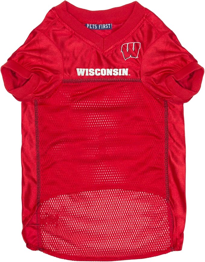 Pets First NCAA College Wisconsin Badgers Mesh Jersey for DOGS & CATS, Large. Licensed Dog Jersey with your Favorite Football/Basketball College Team