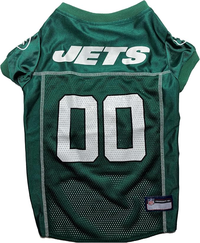 Pets First NFL New York Jets Dog Jersey, Size Medium, Football Shirt Costume for Pet, Dog Sports T-Shirt, NFL Team Clothing for Cats, Licensed Pet Apparel Available in 7 Sizes and 32 Teams
