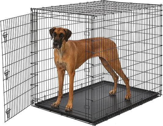Solutions by MidWest Homes for Pets 54-Inch Drop Pin Crate for Giant Breeds Over 100 lbs, Single Door Dog Crate with Leak-Proof Tray & Secure Latches, Durable Drop Pin Construction
