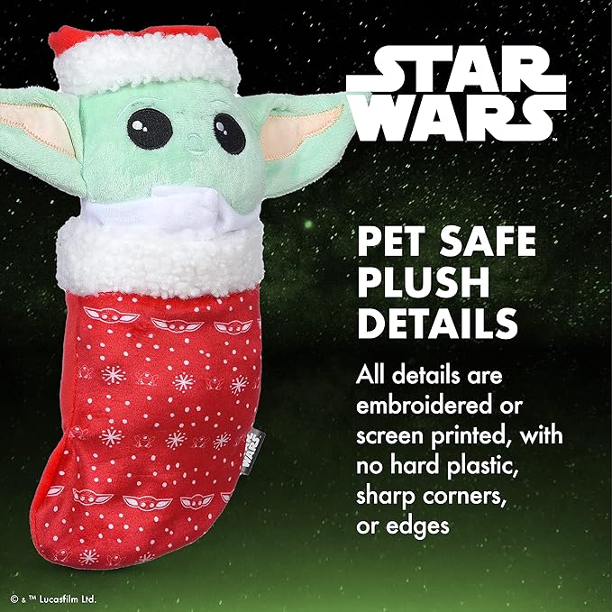 Star Wars for Pets 10" GROGU Stocking Plush Figure Burrow Toy | The Mandalorian Holiday Pet Products GROGU | The Child Squeaky Pet Toy | for Pets (FF24159)
