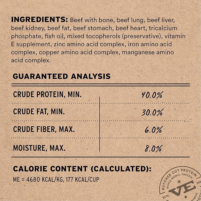 Vital Essentials Freeze Dried Dog Food, Raw Beef Soft Nibs | Complete Meal or Topper | 98% Beef, Organs & Bone | Limited Ingredient, High Protein, Grain Free Dry Dog Food | 14 oz Bag