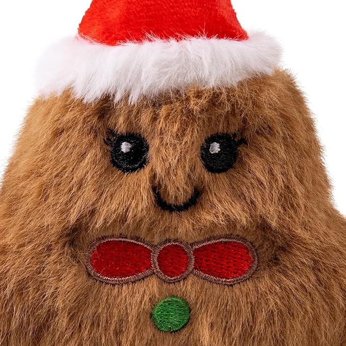 KONG Holiday Snuzzles Dog Toy – Plush Seasonal Characters, Full-Body Squeaker, Soft Holiday Cuddle Toy for Indoor Play (Gingerbread, Extra Small)