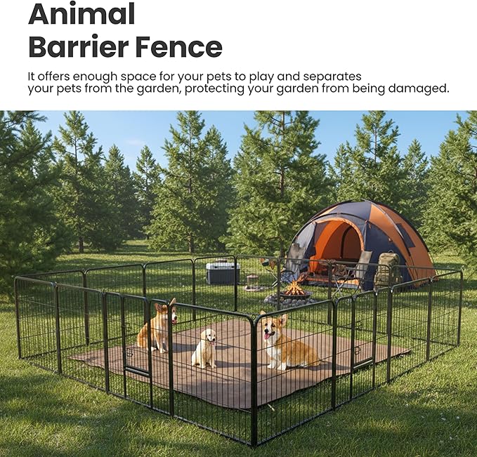 Simple Deluxe Dog Playpen Outdoor Indoor, 40 Inch 2 Panels Dog Fence for Small Dogs Puppy, Perfect Dog Pen for Camping, Yard, RV, Garden Fence, Black