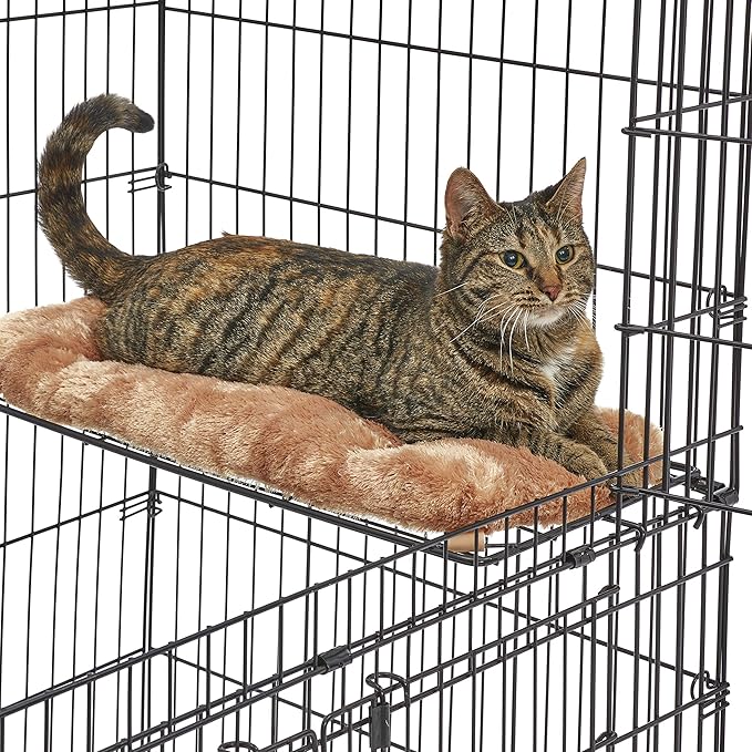 MidWest Homes for Pets Folding Metal Indoor Cat Playpen, Cage Includes Locking Wheels, 3 Platforms, Removable Tray, Plush Bed, Suited for 1-3 Cats