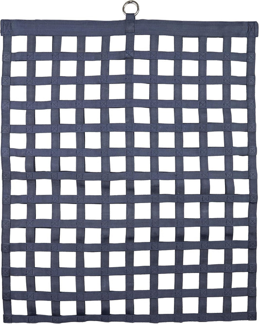 SmartEquine Slow Feed Hay Bag for Horses | Hay Feeder Net with Resistant Nylon | Gator Mouth Enclosure for Easy Loading | Fits 10-15 lbs of Hay | 4 Flakes Bag | 37" x 30" | Navy Blue | 2" Holes