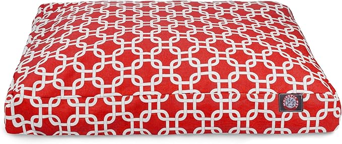 Red Links Small Rectangle Indoor Outdoor Pet Dog Bed With Removable Washable Cover By Majestic Pet Products